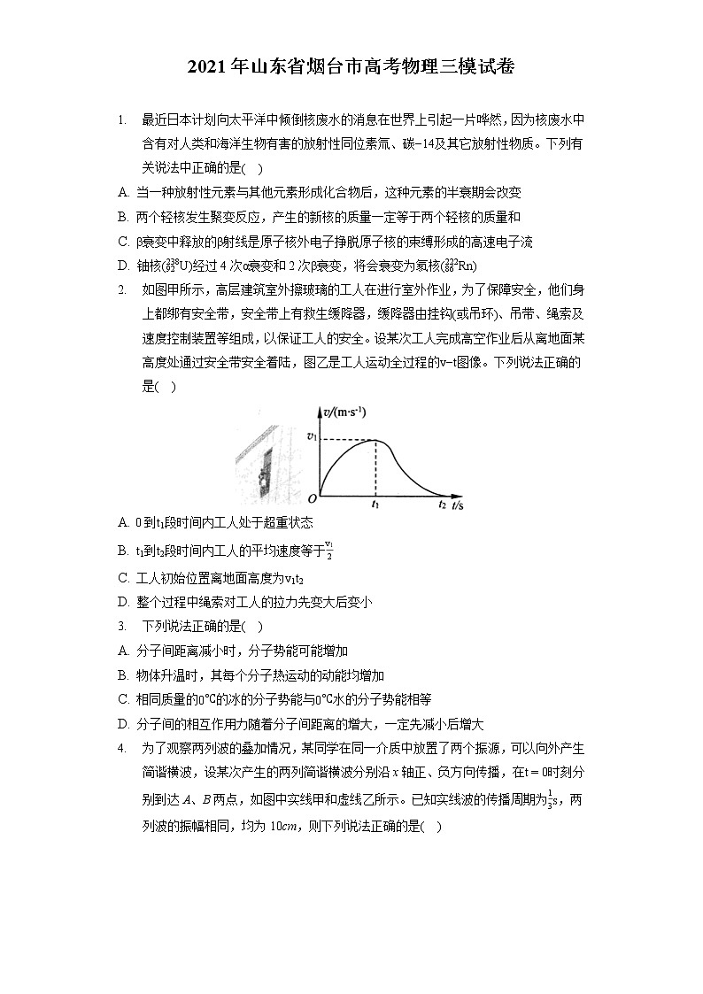 2021年山东省烟台市高考物理三模试卷（含答案解析）01