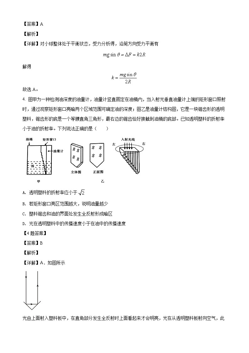 精品解析：2022山东省济宁市高三（下）二模考试物理试题（解析版）第3页