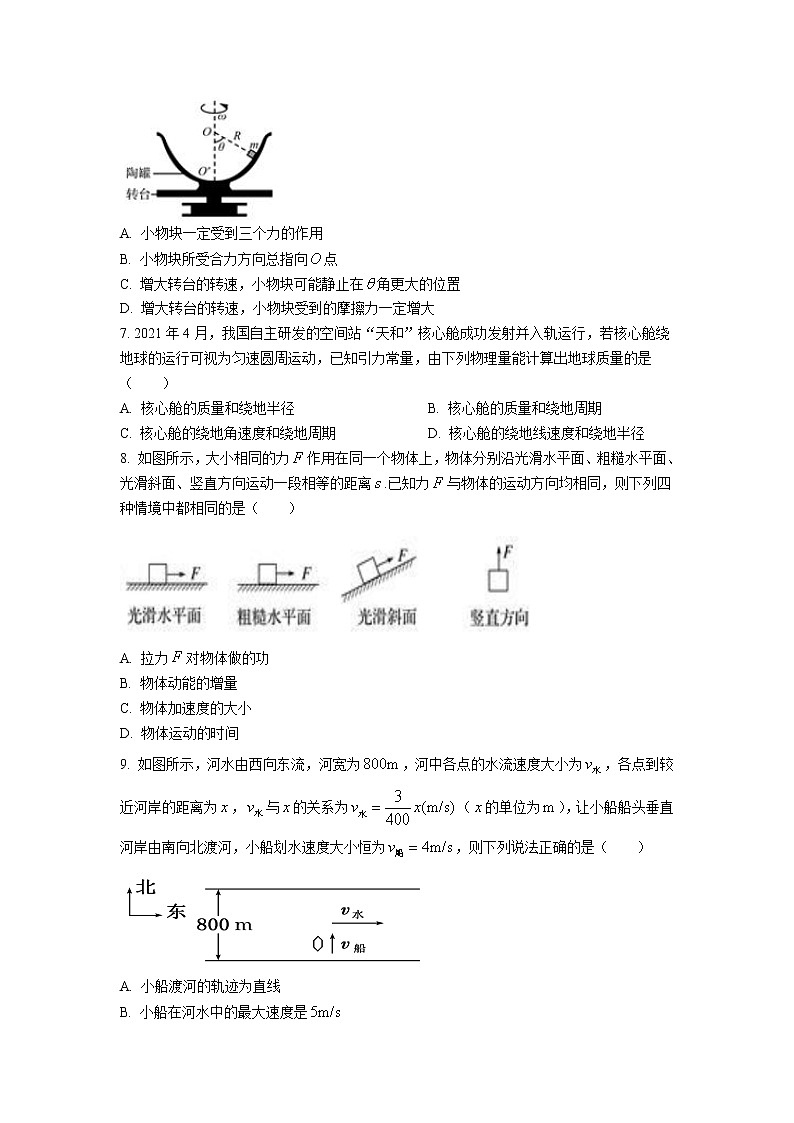 2021-2022学年广东省茂名市第一中学高一下学期期中考试物理试卷03