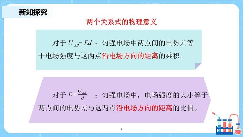 人教版（2019）高中物理必修三10.3《电势差与电场强度的关系》课件 +教案+同步习题+学案07