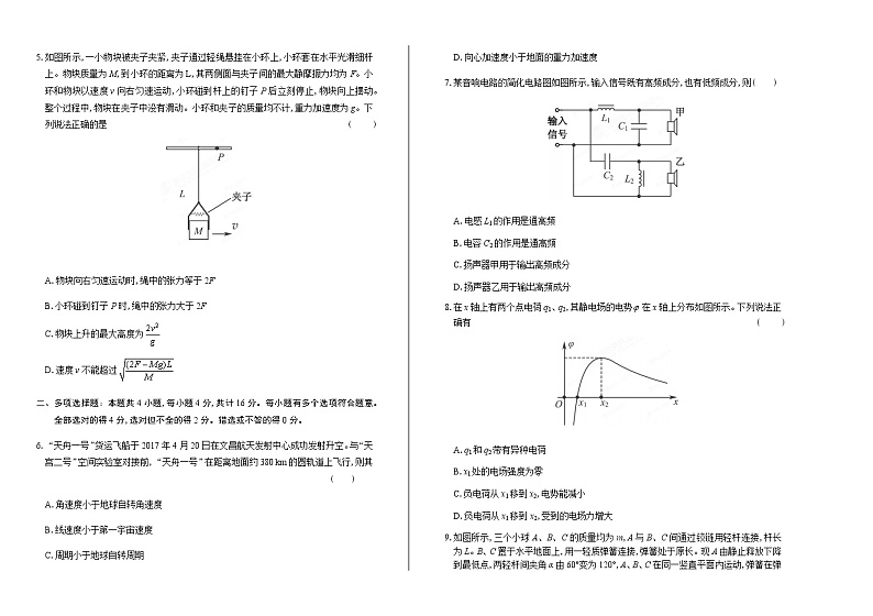 2017年高考物理江苏卷含答案第2页