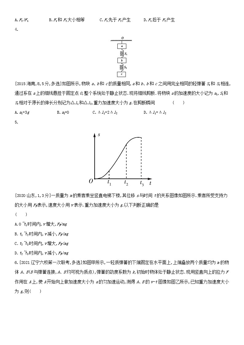 专题三　牛顿运动定律（2022物理）新高考版试卷第2页