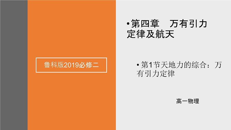 4.1天地力的综合：万有引力定律 课件-物理鲁科版（2019）必修第二册01