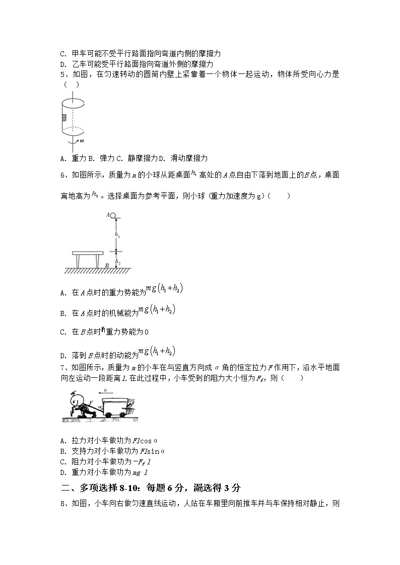 2021抚顺重点高中协作校高一下学期期末考试物理试卷含答案02