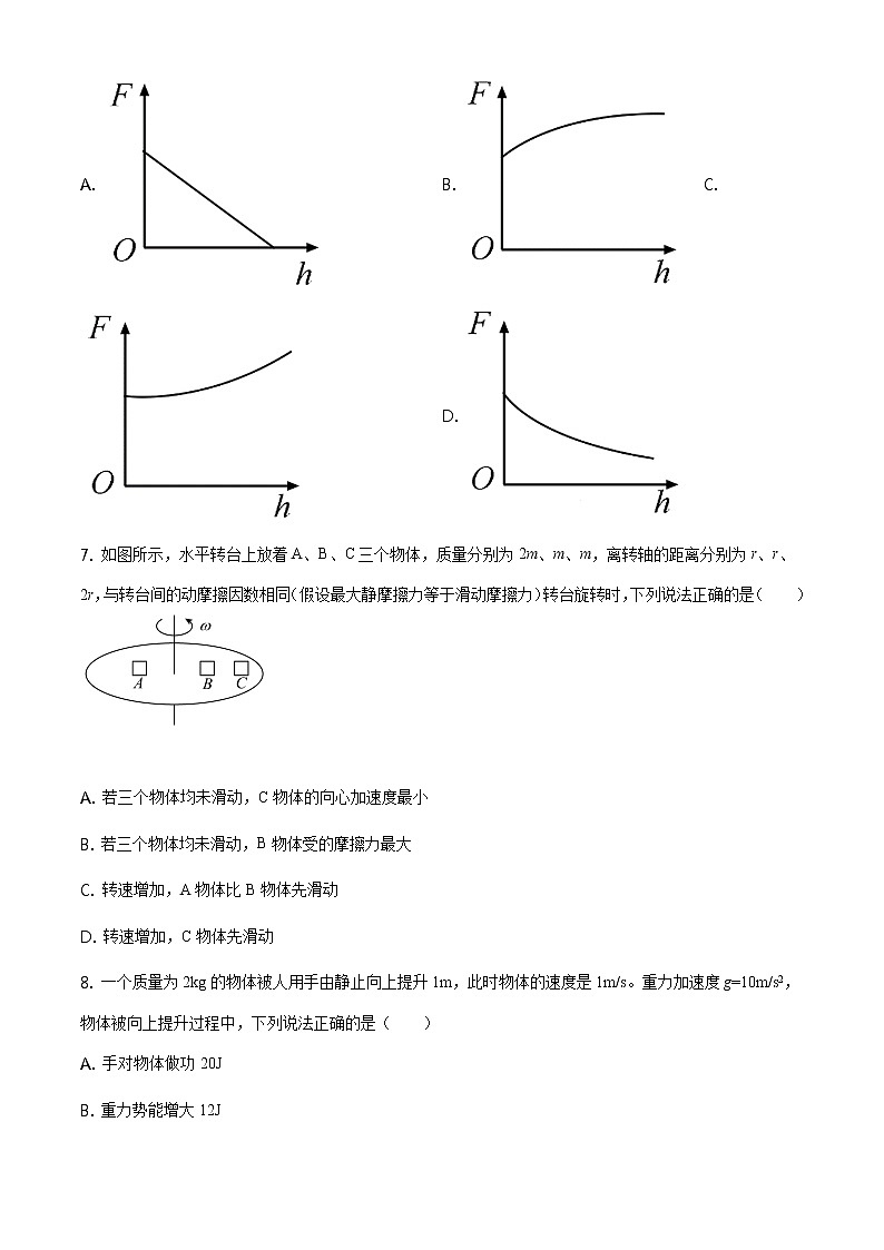 2021牡丹江三校联谊高一下学期期中考试物理试题含答案03