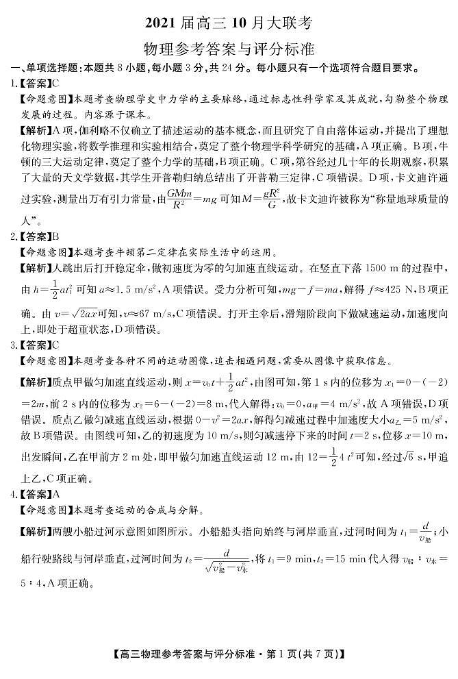 2021届湖南省五市十校教研教改共同体高三10月大联考试题 物理 PDF版 (1)01