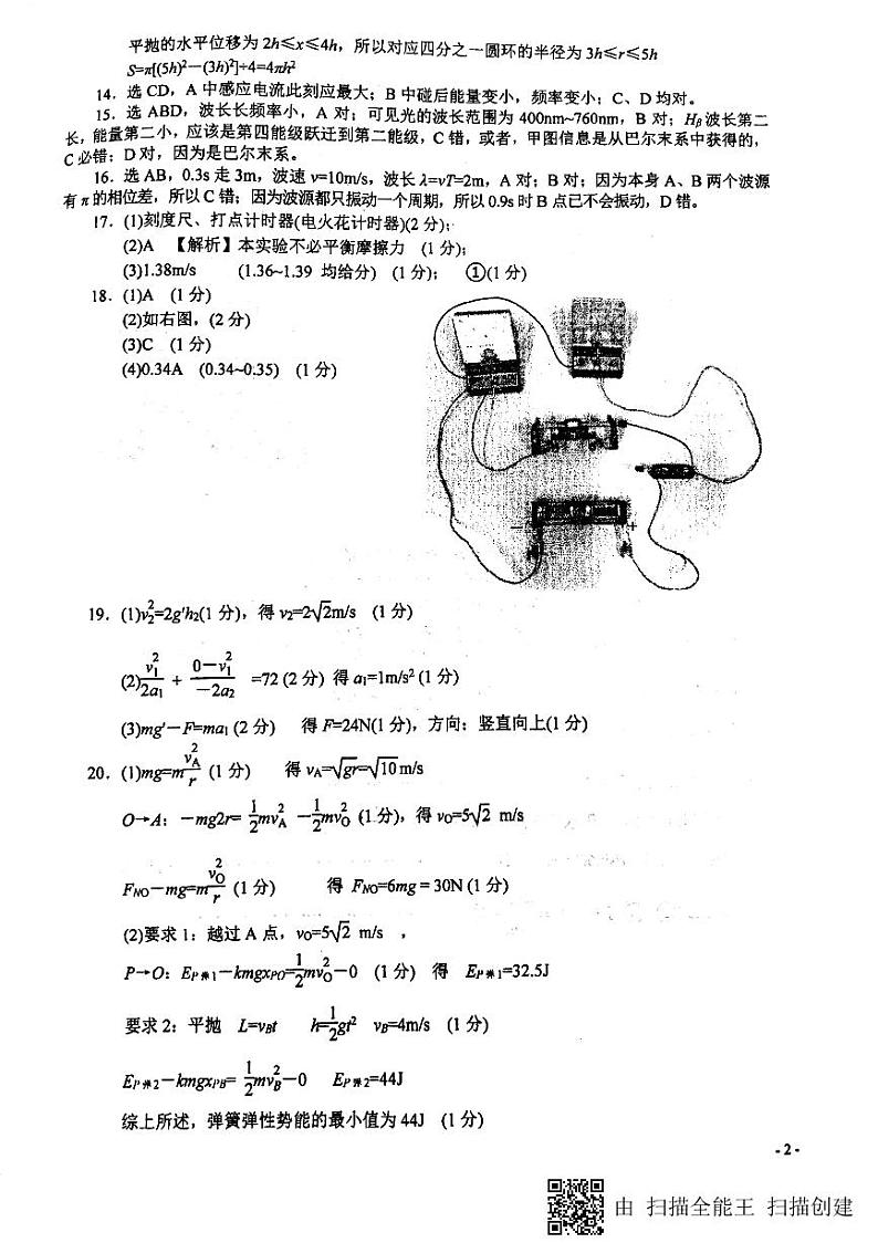 2019届浙江省稽阳联谊学校高三下学期3月联考试卷 物理 PDF版02