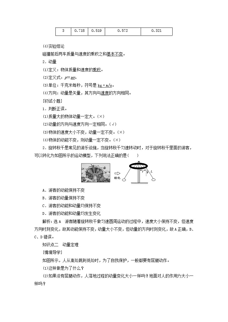 江苏专用新人教版高中物理选择性必修第一册第一章动量守恒定律1动量2动量定理学案02