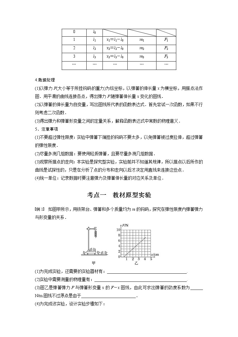 2023版步步高物理一轮复习讲义第二章 实验二　探究弹簧弹力与形变量的关系第2页