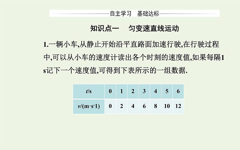 新人教版高中物理必修第一册第二章匀变速直线运动的研究2匀变速直线运动的速度与时间的关系课件第3页