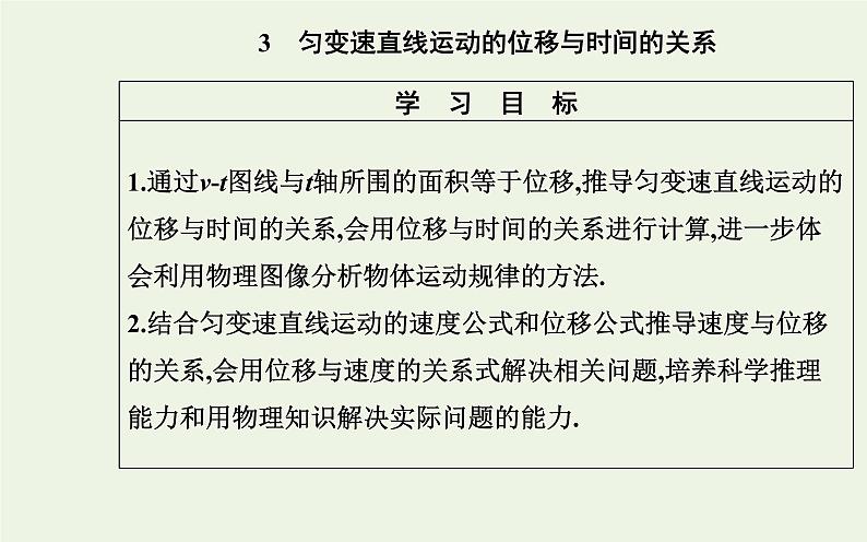 新人教版高中物理必修第一册第二章匀变速直线运动的研究3匀变速直线运动的位移与时间的关系课件02