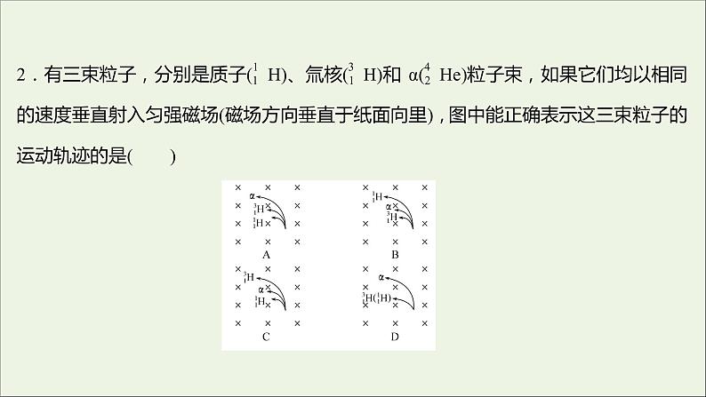 新人教版高中物理选择性必修第二册课时练3带电粒子在匀强磁场中的运动A卷课件06