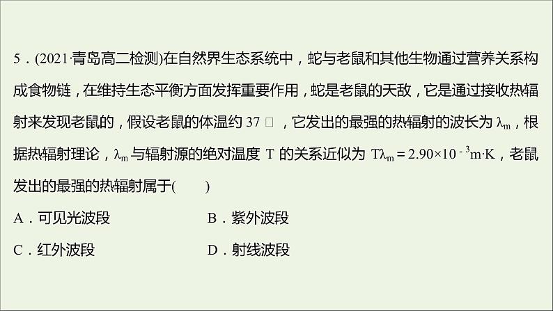 新人教版高中物理选择性必修第二册课时练19电磁波谱课件08