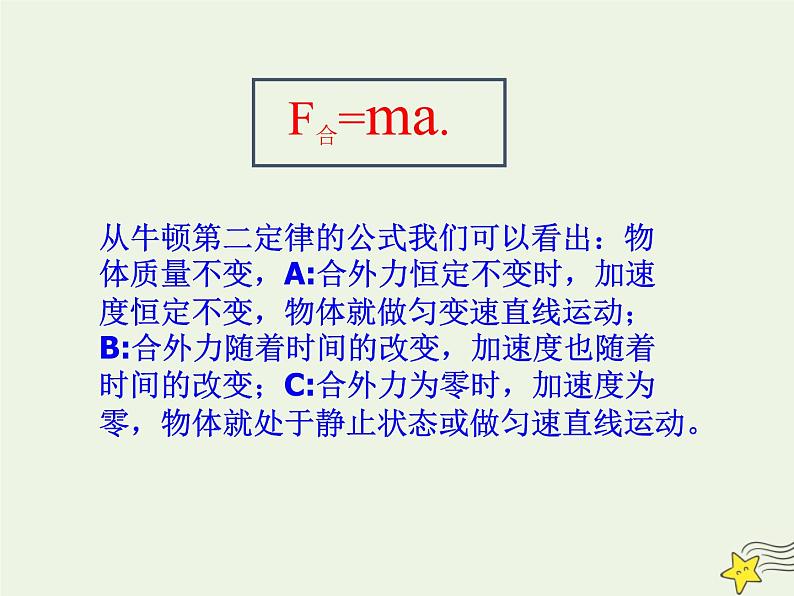 新人教版高中物理必修1第四章牛顿运动定律第3节牛顿第二定律4课件第6页