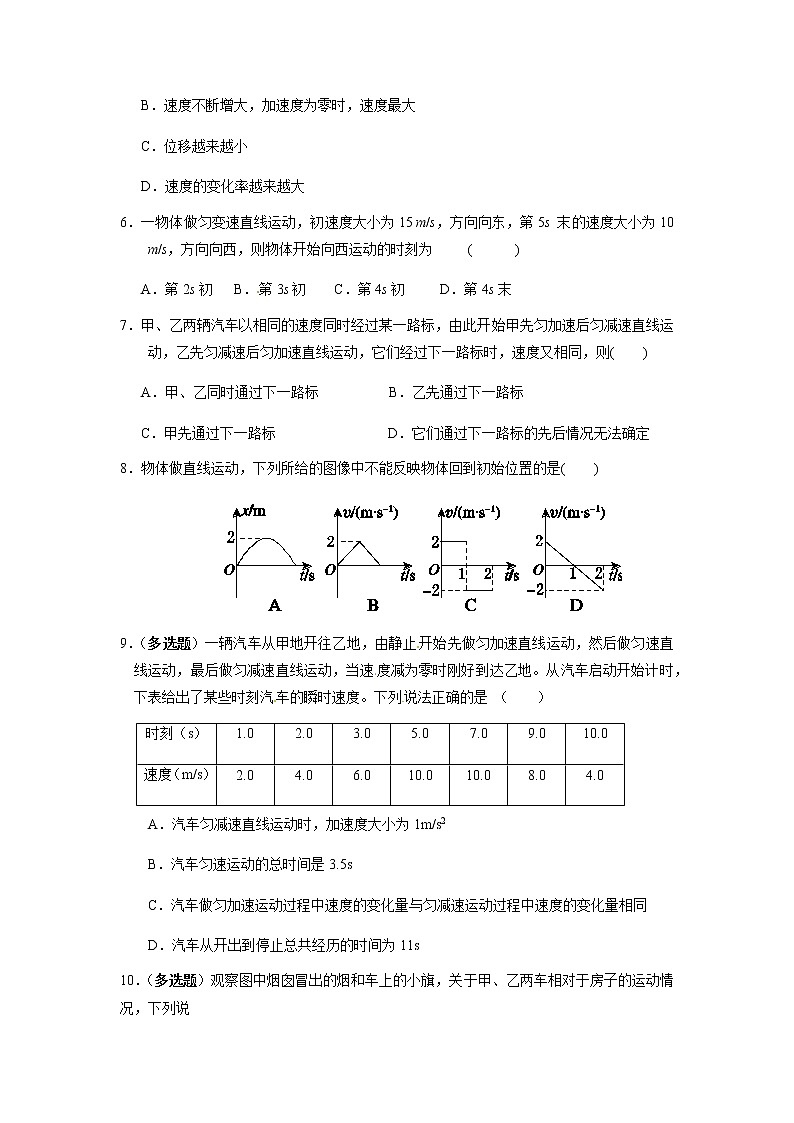 2021江西省靖安中学高一上学期第一次月考物理试题含答案02