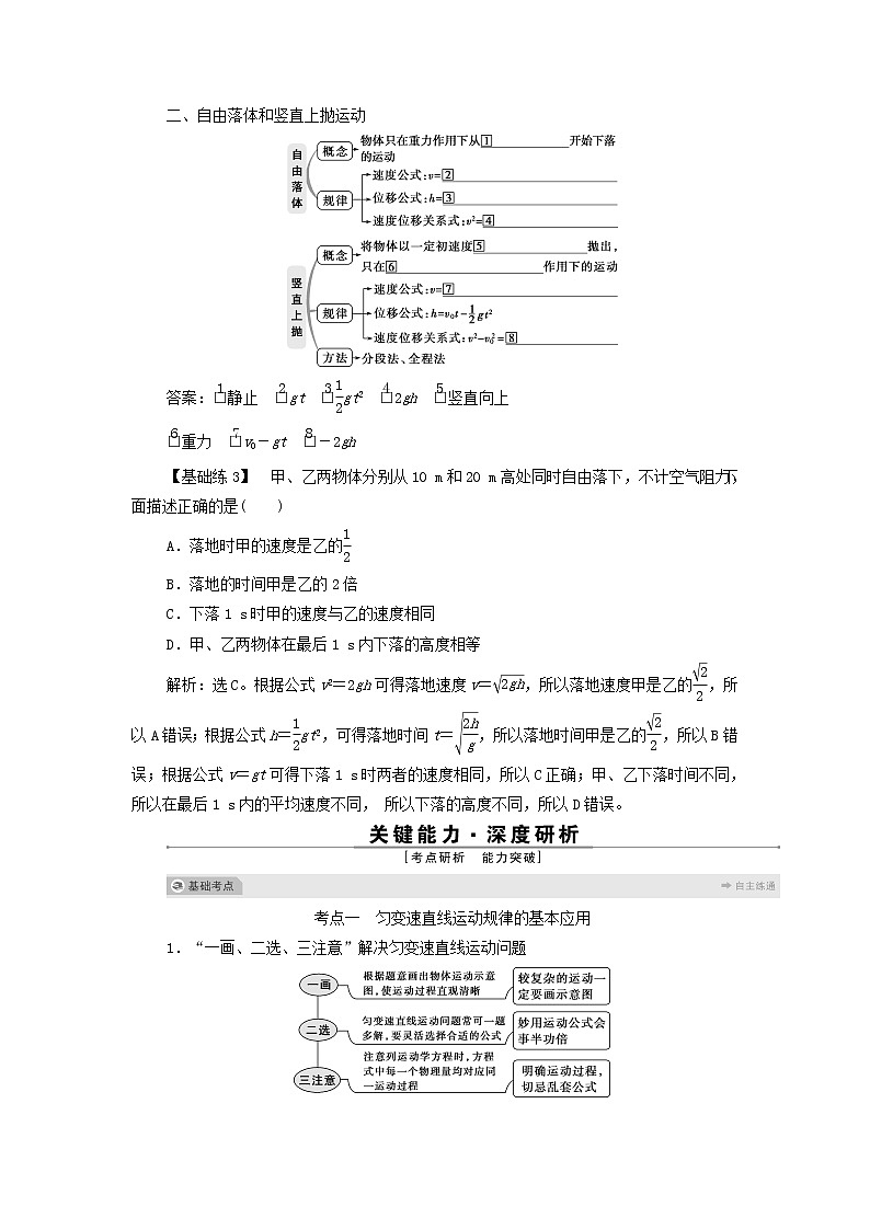 浙江专用高考物理一轮复习第一章运动的描述匀变速直线运动的研究第二节匀变速直线运动的规律及应用课件+学案02