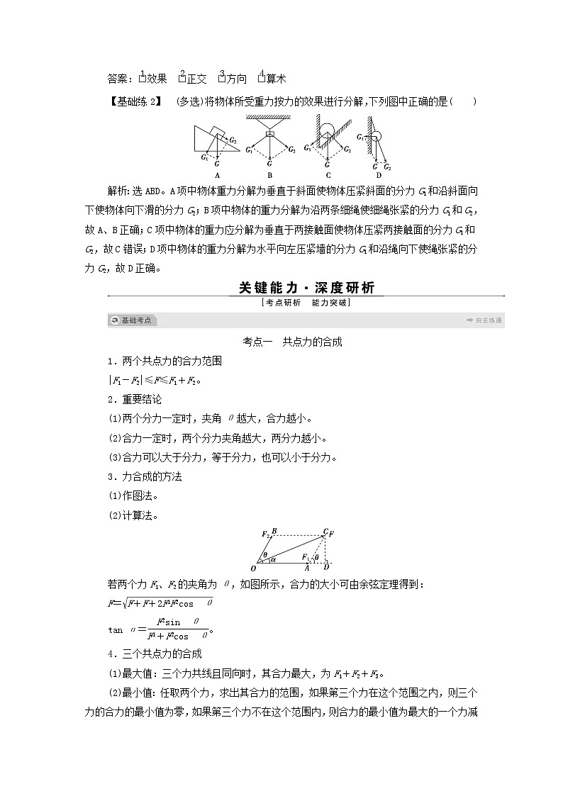 浙江专用高考物理一轮复习第二章相互作用第三节力的合成与分解学案第2页