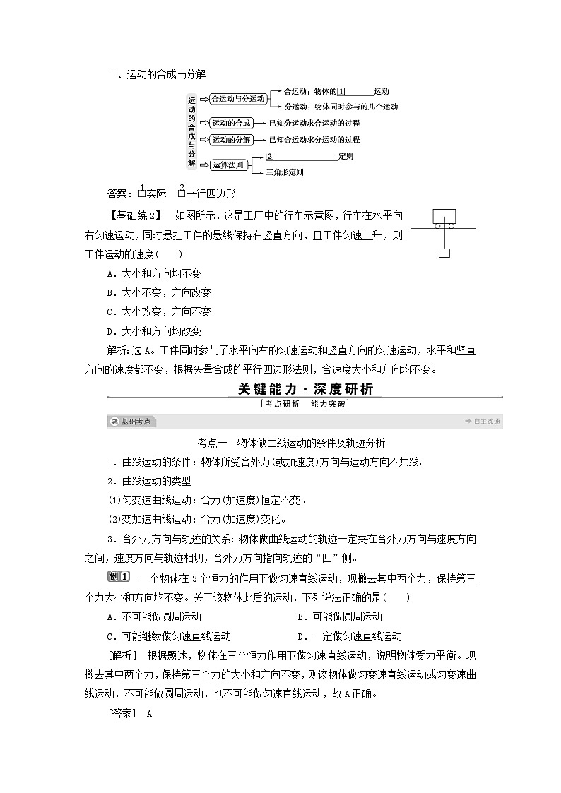 浙江专用高考物理一轮复习第四章曲线运动万有引力与航天第一节曲线运动运动的合成与分解学案第3页