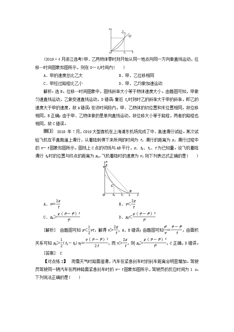 江苏专用高考物理一轮复习第一章运动的描述匀变速直线运动的研究素养提升课一运动图象追及相遇问题课件+学案02