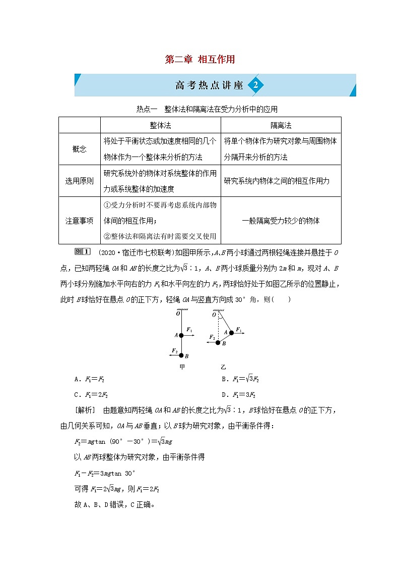 江苏专用高考物理一轮复习第二章相互作用高考热点讲座2学案第1页