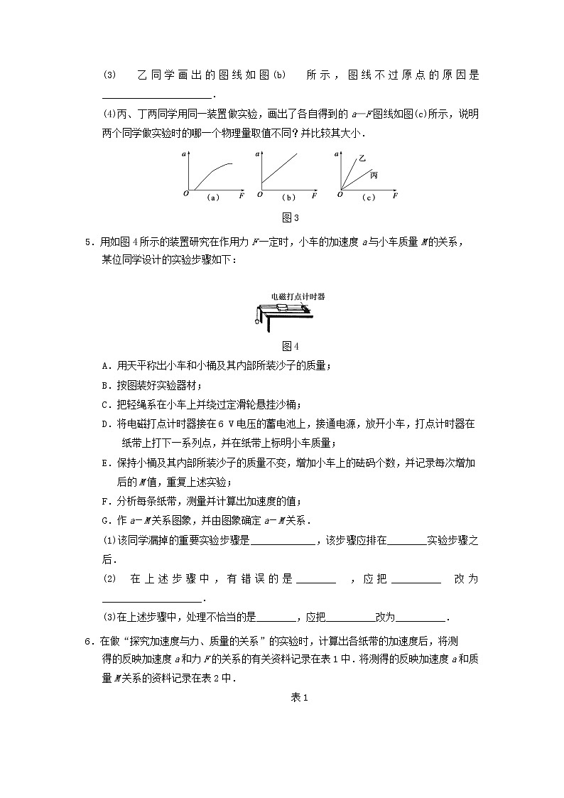 新人教版高中物理必修1第四章牛顿运动定律第2节实验：探究加速度与力质量的关系1作业含解析第2页