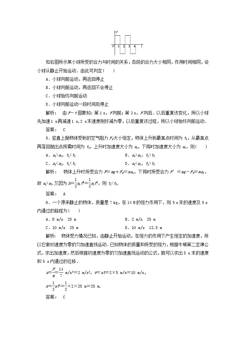新人教版高中物理必修1第四章牛顿运动定律第6节用牛顿运动定律解决问题一4作业含解析第2页
