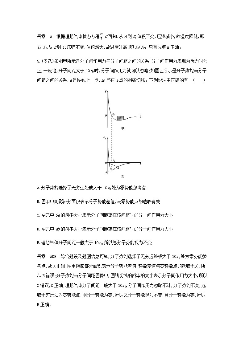 山东专用高考物理一轮复习专题十四热学专题检测含解析03