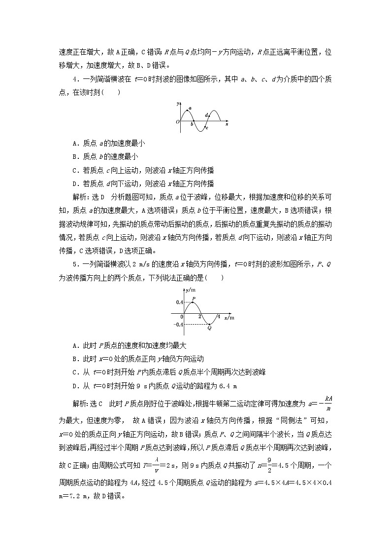 江苏专用新人教版高中物理选择性必修第一册课时检测12波的描述含解析02