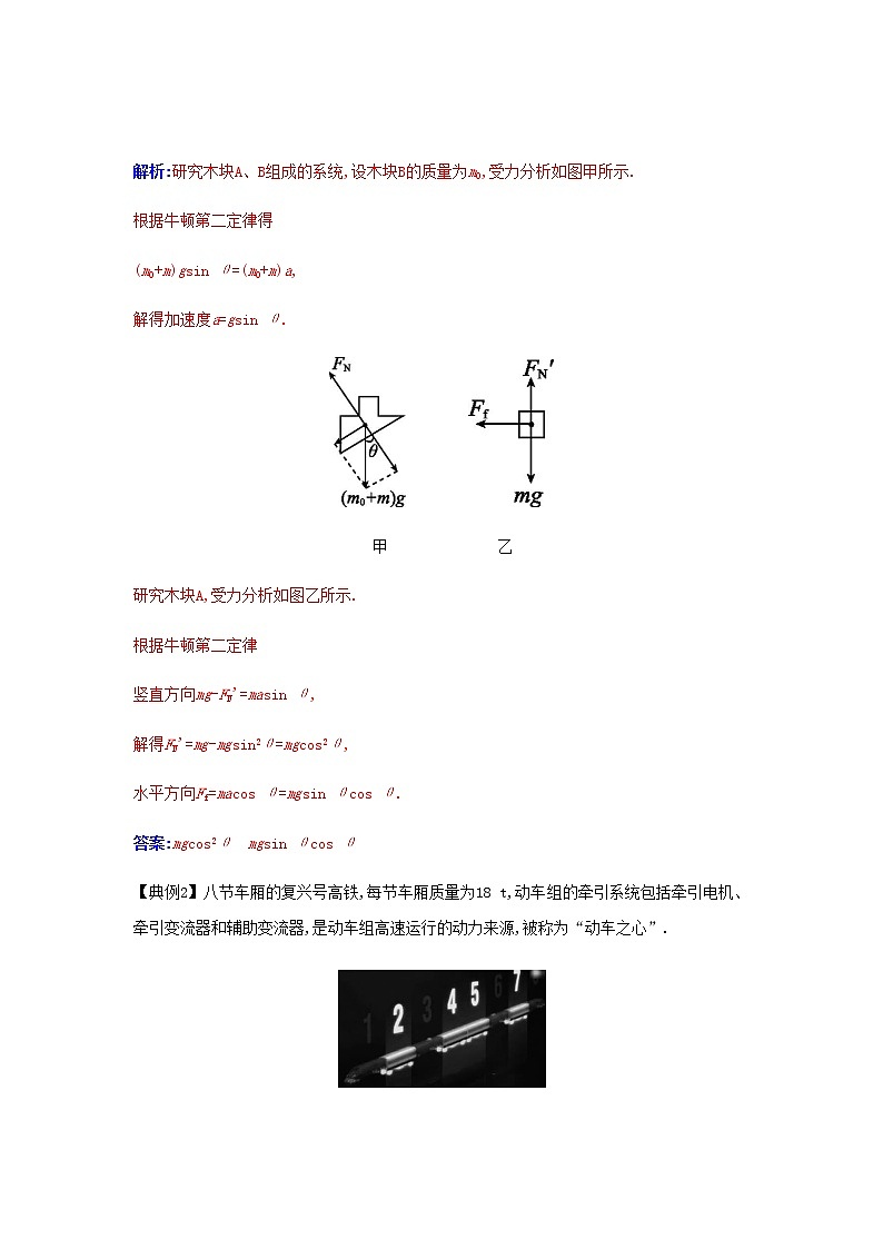新人教版高中物理必修第一册第四章运动和力的关系章末整合提升含解析练习题03