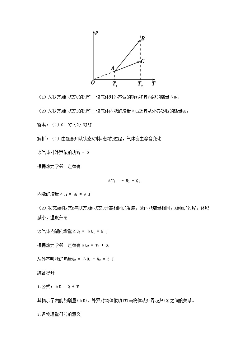 新人教版高中物理选择性必修第三册第三章热力学定律章末总结学案02