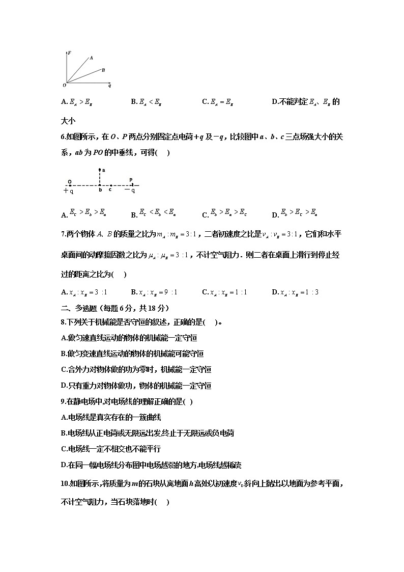 2021阜新二高高一下学期期末考试物理试题含答案第2页