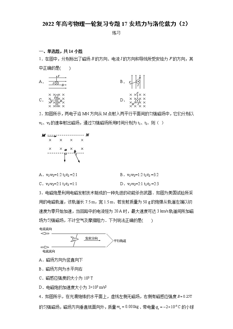 2022年高考物理一轮复习专题17安培力与洛伦兹力（2）第1页