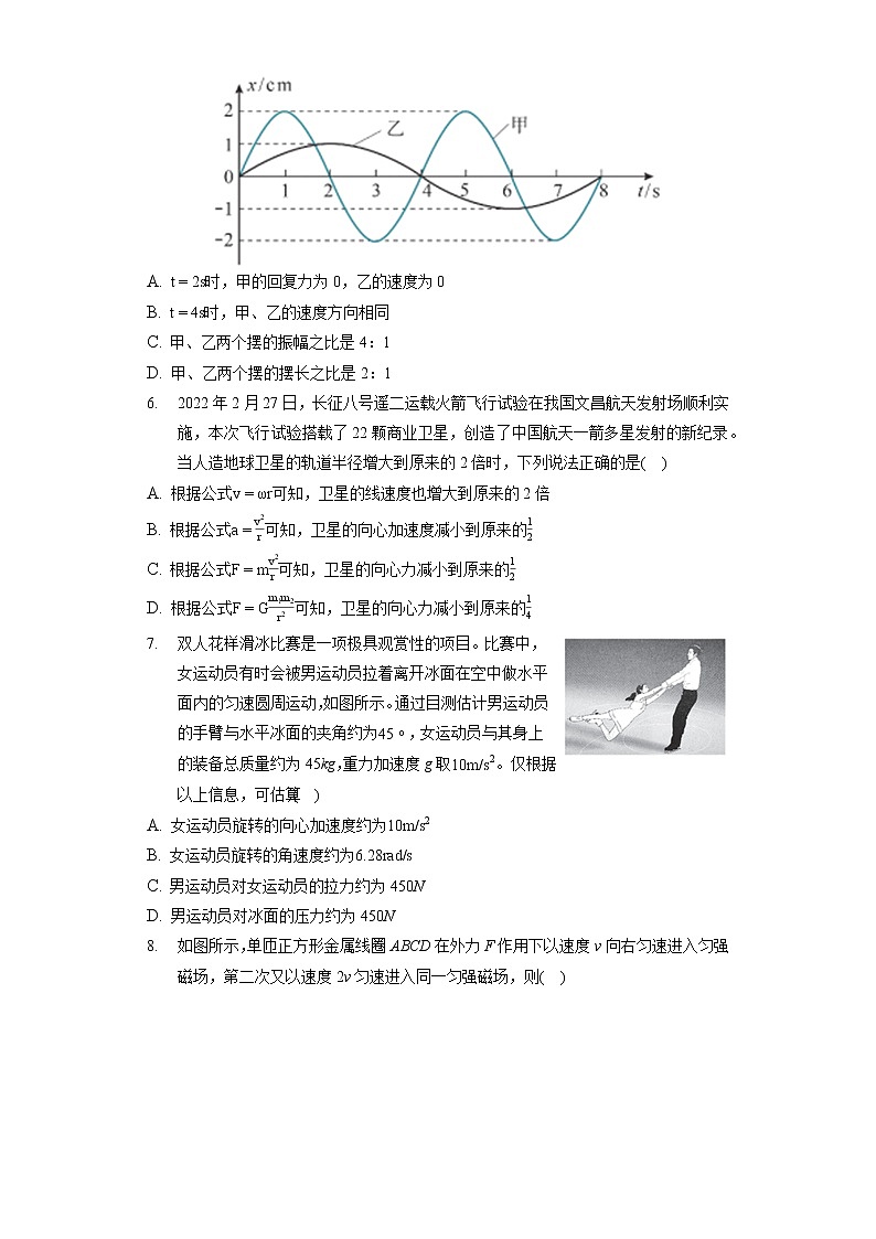 2022年北京市西城区高考物理二模试卷（含答案解析）02