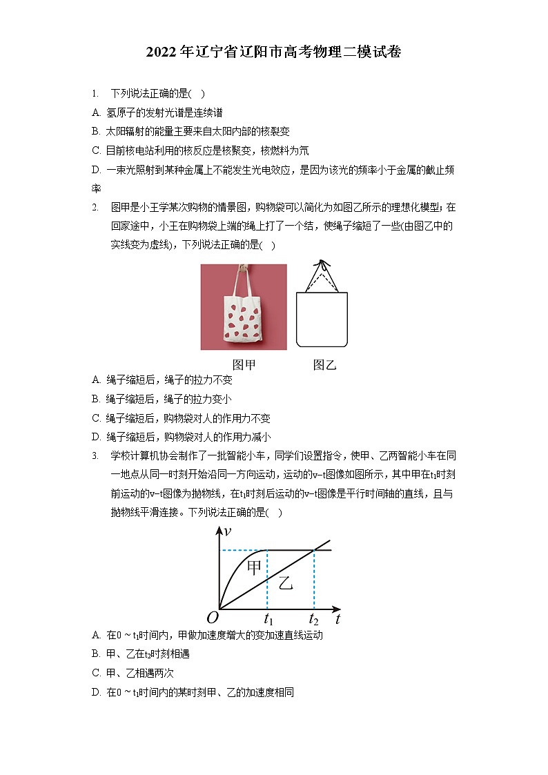 2022年辽宁省辽阳市高考物理二模试卷（含答案解析）01