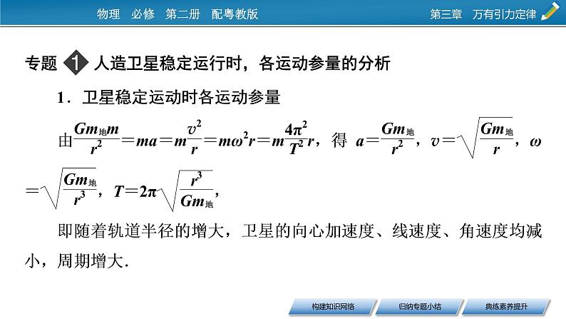 2022-2023年粤教版(2019)新教材高中物理必修2 第3章万有引力定律本章小结课件06