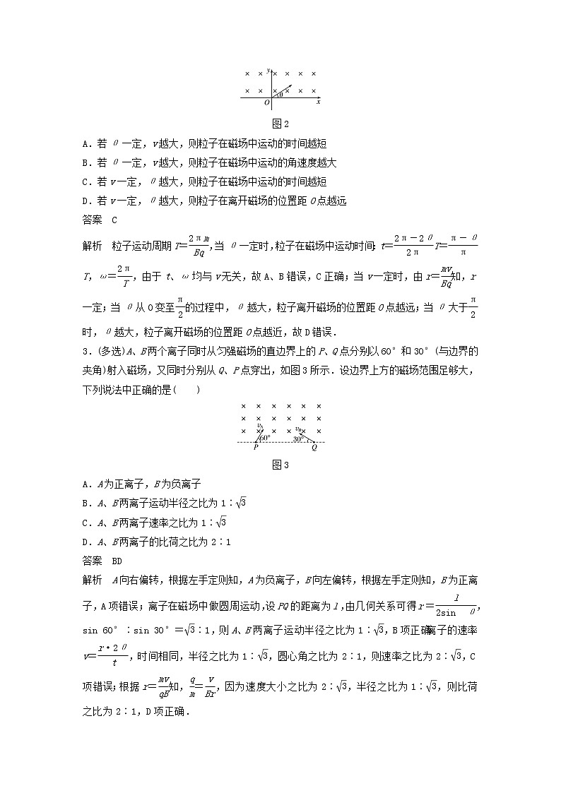 2023版高考物理专题67带电粒子在直线边界磁场中的运动练习含解析02