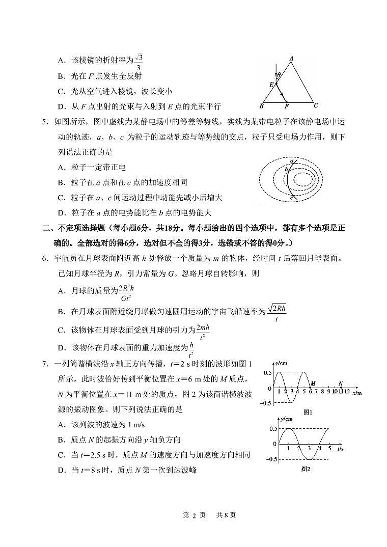 【Ks5u发布】天津市南开区2019届高三下学期一模考试物理试题 PDF版无答案第2页