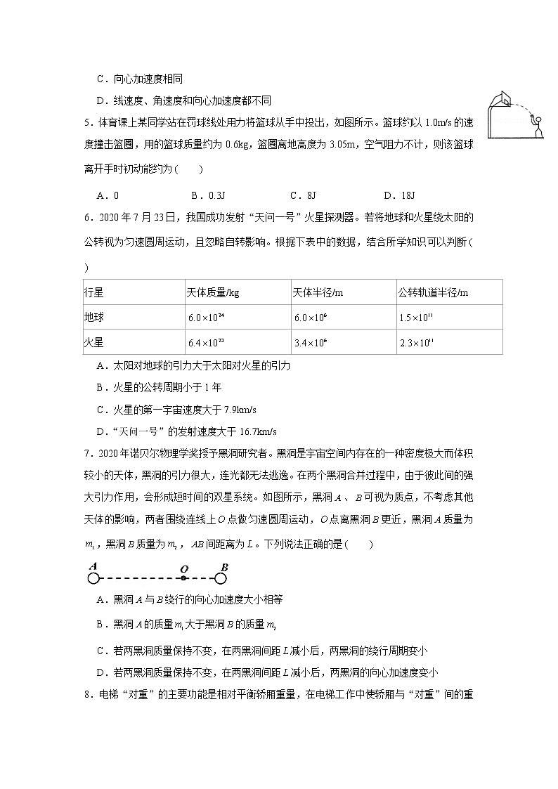 2021衡水十四中高一下学期二调考试物理试卷含答案第2页