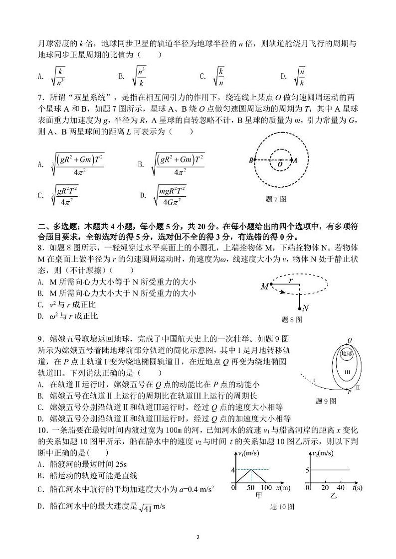 三峡名校联盟高2024届第二期联考物理试题第2页
