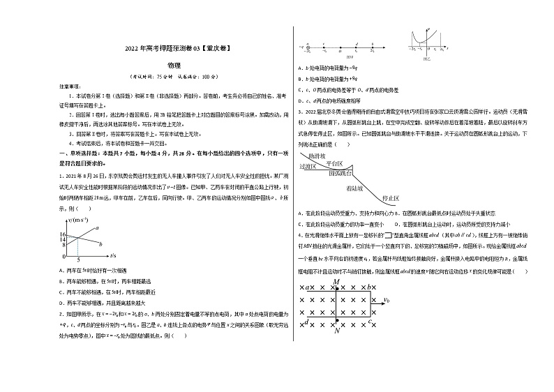 2022年高考物理预测押题卷+答案解析（重庆卷三）01