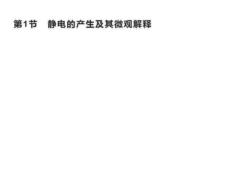 2022-2023年鲁科版(2019)新教材高中物理必修3 第1章静电力与电场强度1-1静电的产生及其微观解释课件01