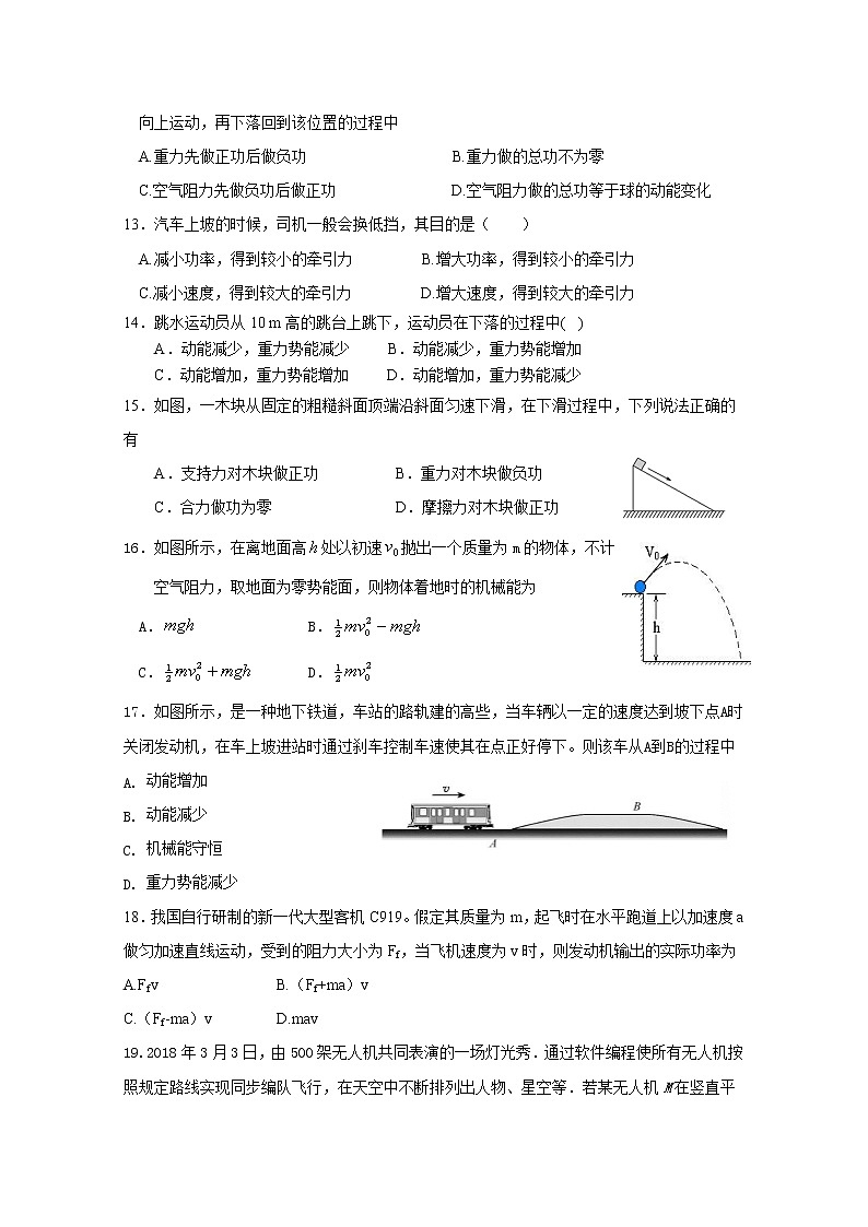 2021绍兴诸暨中学高一下学期4月期中考试（学考）物理试题含答案03