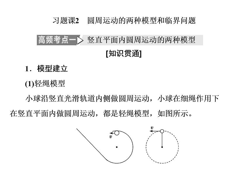 2022-2023年人教版(2019)新教材高中物理必修2 第6章圆周运动习题课2圆周运动的两种模型和临界问题课件第1页