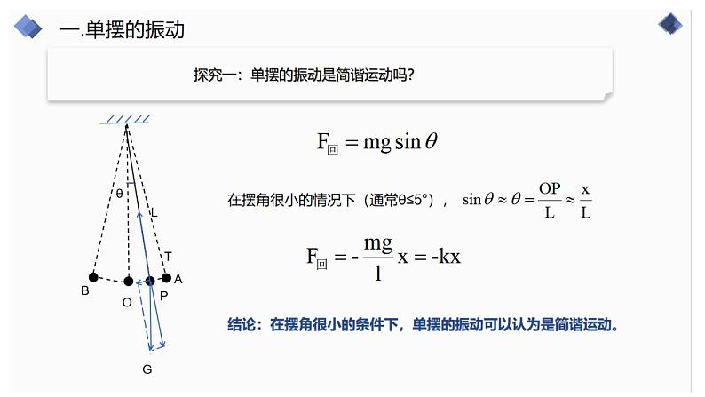 2022-2023年鲁科版(2019)新教材高中物理选择性必修1 第2章 机械振动2-3单摆课件03