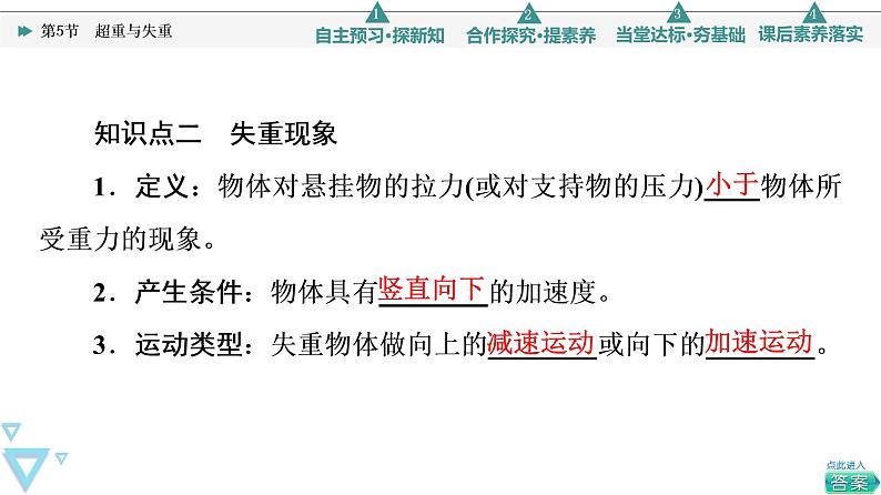 2022-2023年鲁科版(2019)新教材高中物理必修1 第5章牛顿运动定律5-5超重与失重课件(2)第8页