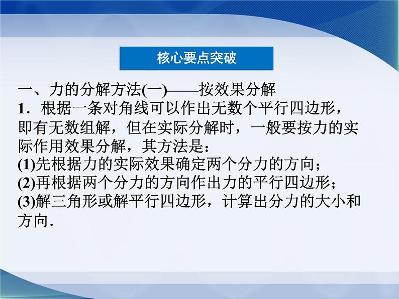 2022-2023年教科版高中物理必修1 第2章力2-6力的分解课件07