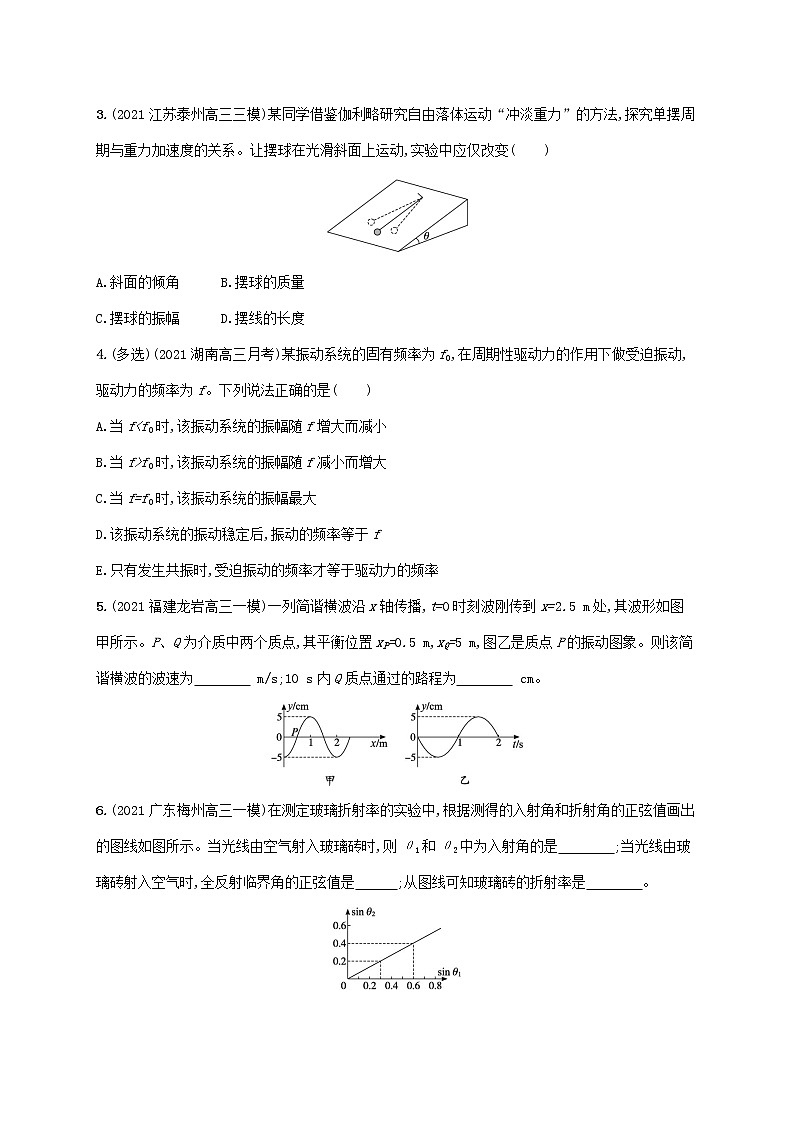 2022届高考物理二轮复习专题分层突破练16机械振动机械波光学含解析第2页