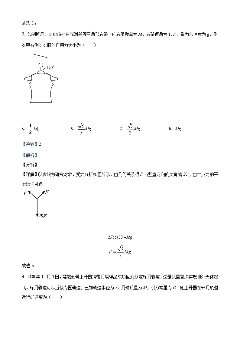 精品解析：2021届江苏省新高考适应性考试物理试题（解析版）第3页