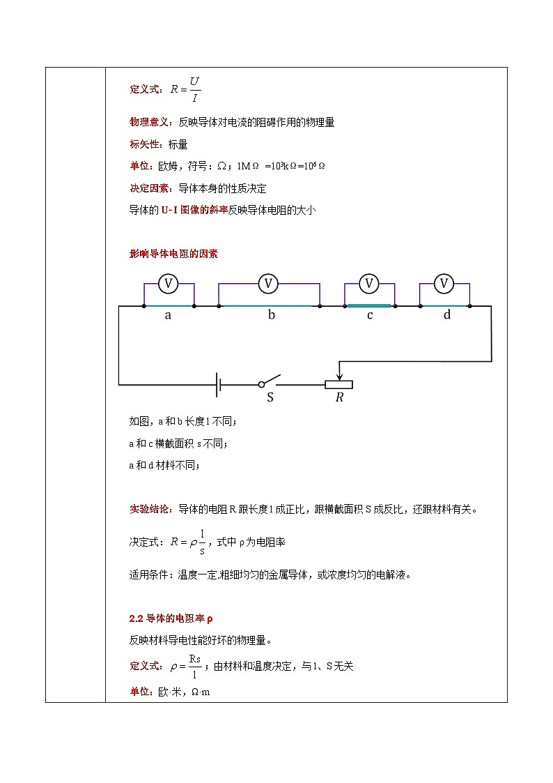 人教版（2019）高中物理必修三11.2《导体的电阻》课件+教案+同步习题+学案02
