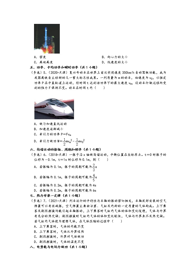 天津市五年（2017-2021）高考物理真题知识点分类汇编-多选题（15题，含答案）第2页